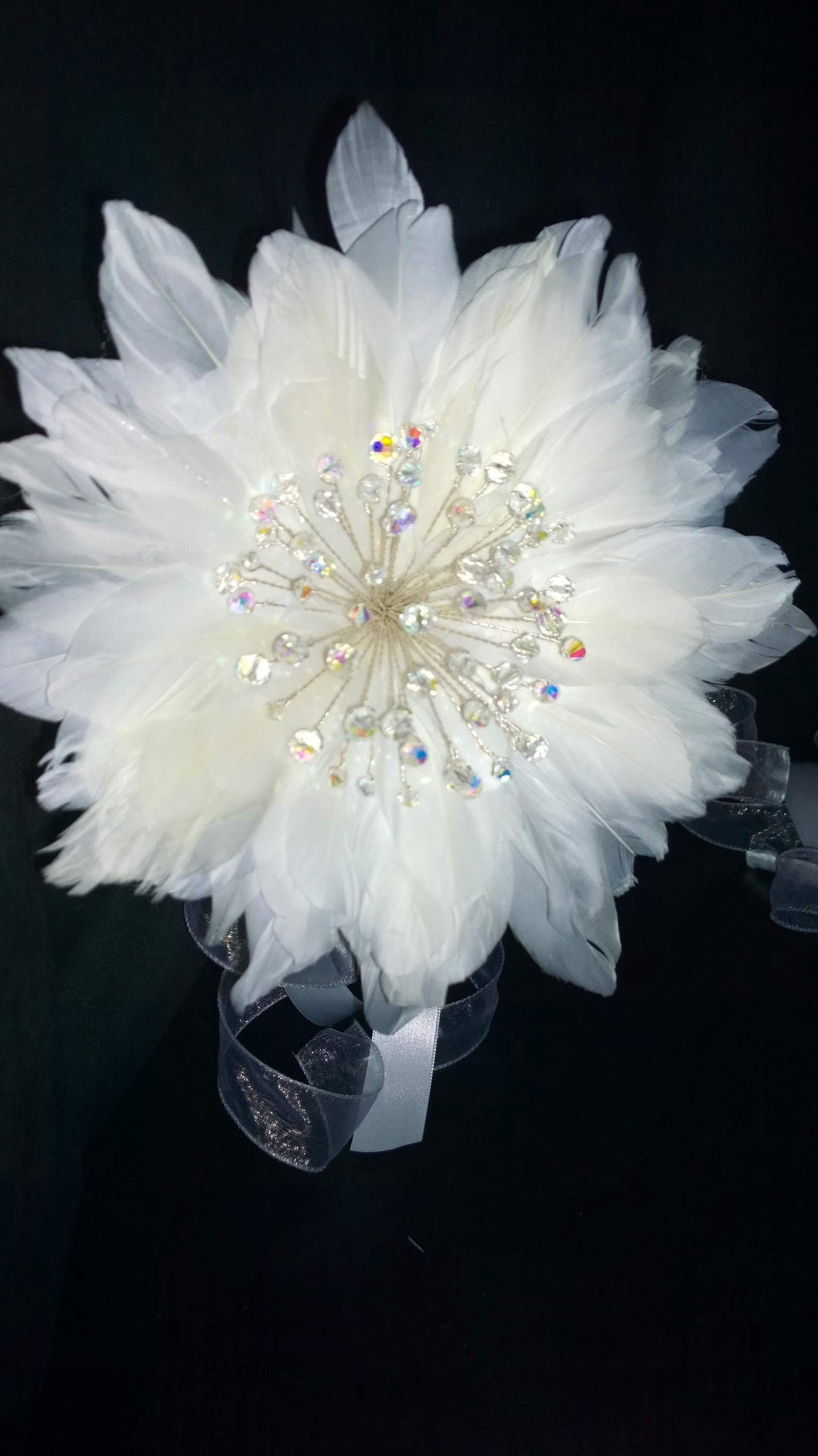 Crystal and Feather brides bouquet,