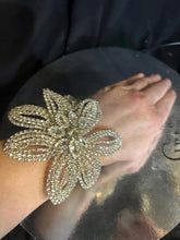 Load image into Gallery viewer, Diamanté flower wrist corsage crystal, jewel bling rhinestone corsage, by crystal wedding Uk

