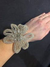 Load image into Gallery viewer, Diamanté flower wrist corsage crystal, jewel bling rhinestone corsage, by crystal wedding Uk
