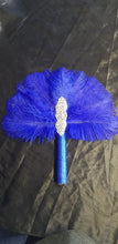 Load image into Gallery viewer, 3 X Ostrich Feather Fan. BLUSH FEATHERS- size 12&quot; Bridesmaids fan bouquets for wedding by Crystal wedding uk
