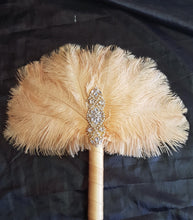 Load image into Gallery viewer, 3 X Ostrich Feather Fan. BLUSH FEATHERS- size 12&quot; Bridesmaids fan bouquets for wedding by Crystal wedding uk
