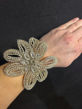 Load image into Gallery viewer, Diamanté flower wrist corsage crystal, jewel bling rhinestone corsage, by crystal wedding Uk
