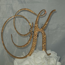 Load image into Gallery viewer, Personalised Crystal Letter Cake Topper, Rhinestone Initial Cake Decor, Luxury Wedding Birthday Monogram, Custom Cake Letter 5" TALL
