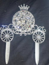 Load image into Gallery viewer, Personalised Carriage Cake topper- Swarovski crystal elements - FAIRYTALE Princess carriage design, Cake decoration by Crystal Wedding UK
