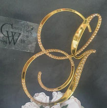 Load image into Gallery viewer, A to Z Crystal mirror Letter 8&quot; monogram linitials rhinestone Cake Topper decor, Wedding rhinestone cake topper jewel letters decorations.
