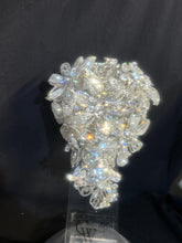 Load image into Gallery viewer, Diamante Flower Bouquet: Crystal Rhinestone wedding Bridal Bouquet 8" x 13" -Handmade to order
