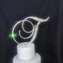 Load image into Gallery viewer, Luxury Swarovski Crystal Monogram Cake Topper – Personalised Letter, 6 inch
