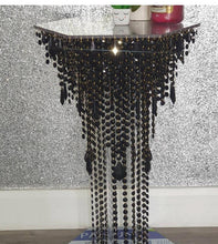 Load image into Gallery viewer, Black Crystal Chandelier Cake Stand Set: Gatsby Wedding Decor with LED Lights
