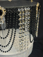 Load image into Gallery viewer, Black Pearl Crystal Wedding Cake Stand: Gatsby Style Cake Plate
