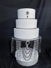 Load image into Gallery viewer, Black Pearl Crystal Wedding Cake Stand: Gatsby Style Cake Plate
