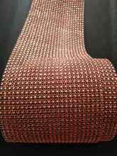 Load image into Gallery viewer, Rose gold Rhinestone ribbon, Diamond Mesh, Diamante Bling, Crystal trim 1 METER cake trim. by Crystal wedding uk
