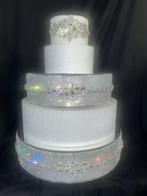 Load image into Gallery viewer, Crystal Rhinestone Cake Stand: Silver or Gold Wedding Display
