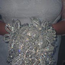 Load image into Gallery viewer, Diamante Flower Bouquet: Crystal Rhinestone Bridal Bouquet 8" x 13" -Handmade to order
