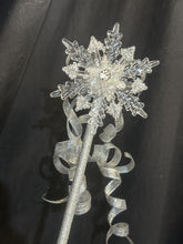Load image into Gallery viewer, Snowflake wand, flower girl bridesmaid, Winter wedding bridesmaid gift
