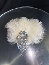 Load image into Gallery viewer, Ostrich Feather buttonhole Boutonnière -ANY COLOUR Artificial buttonhole by Crystal wedding uk
