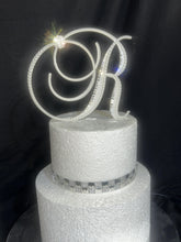 Load image into Gallery viewer, Monogram Wedding Cake Topper: Pearl &amp; Crystal Initial, Handmade 6&quot;
