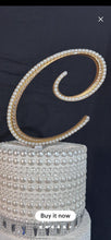 Load image into Gallery viewer, Monogram Wedding Cake Topper: Pearl &amp; Crystal Initial, Wedding gift , Engagement custom topper 6"
