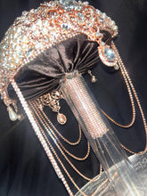 Load image into Gallery viewer, Rose Gold Crystal Brooch Wedding Bouquet: Handmade Jewel Cascade
