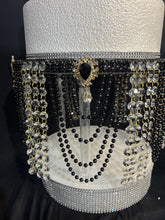 Load image into Gallery viewer, Black Pearl Crystal Wedding Cake Stand: Gatsby Style Cake Plate

