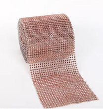 Load image into Gallery viewer, Rose gold Rhinestone ribbon, Diamond Mesh, Diamante Bling, Crystal trim 1 METER cake trim. by Crystal wedding uk
