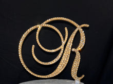Load image into Gallery viewer, Crystal Letter Cake Topper: Golden Rhinestone Monogram Initial
