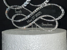 Load image into Gallery viewer, Personalized Infinity Wedding Cake Topper: Swarovski Crystal, Custom Initials
