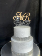 Load image into Gallery viewer, Personalized Infinity Wedding Cake Topper: Swarovski Crystal, Custom Initials
