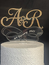 Load image into Gallery viewer, Personalized Infinity Wedding Cake Topper: Swarovski Crystal, Custom Initials
