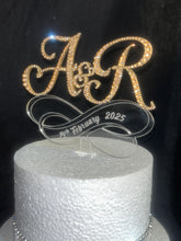Load image into Gallery viewer, Personalized Infinity Wedding Cake Topper: Swarovski Crystal, Custom Initials
