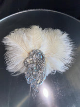 Load image into Gallery viewer, Ostrich Feather buttonhole Boutonnière -ANY COLOUR Artificial buttonhole by Crystal wedding uk
