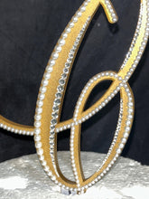 Load image into Gallery viewer, Monogram Wedding Cake Topper: Pearl &amp; Crystal Initial, Handmade 6&quot;
