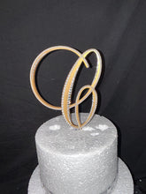 Load image into Gallery viewer, Monogram Wedding Cake Topper: Pearl &amp; Crystal Initial, Handmade 6&quot;
