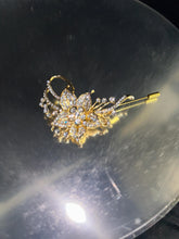 Load image into Gallery viewer, Crystal Flower Groom Boutonniere: Silver Wedding Lapel Pin
