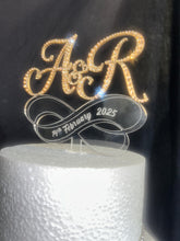 Load image into Gallery viewer, Personalized Infinity Wedding Cake Topper: Swarovski Crystal, Custom Initials
