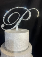 Load image into Gallery viewer, Swarovski Crystal Monogram Cake Topper: Custom Initial, 6&quot; Tall
