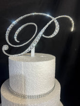 Load image into Gallery viewer, Swarovski Crystal Monogram Cake Topper: Custom Initial, 6" Tall
