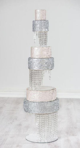 Crystal Chandelier Wedding Cake Stand with LED Lights - 3 Tier Illusion Set