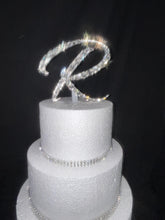 Load image into Gallery viewer, Crystal letter Cake topper - Glass crystal elements, large shape crystal design, Cake decoration by Crystal wedding uk
