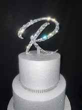 Load image into Gallery viewer, Crystal Initial Cake Topper - Handmade Glass letter A-Z Cake topper , Wedding Keepsake
