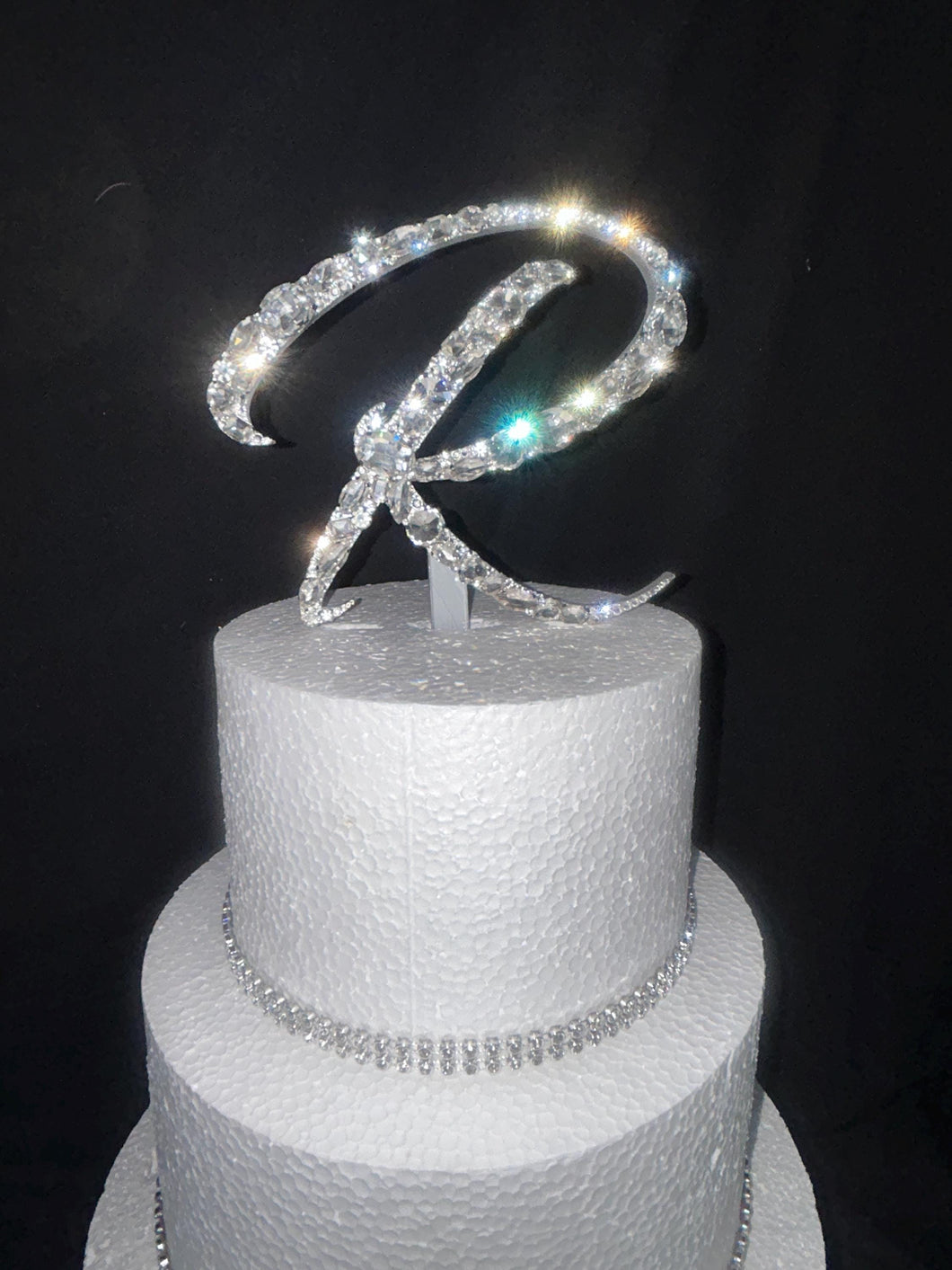 Crystal letter Cake topper - Glass crystal elements, large shape crystal design, Cake decoration by Crystal wedding uk
