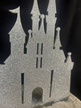 Load image into Gallery viewer, Fairytale Castle Cake Topper: Glitter Effect Acrylic Wedding Decoration
