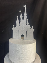 Load image into Gallery viewer, Fairytale Castle Cake Topper: Glitter Effect Acrylic Wedding Decoration
