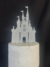 Load image into Gallery viewer, Fairytale Castle Cake Topper: Glitter Effect Acrylic Wedding Decoration
