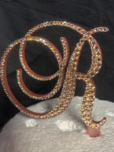 Load image into Gallery viewer, Swarovski Crystal Monogram Cake Topper: Custom Initial, 6&quot; Tall

