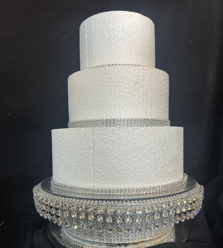 Rotating Crystal Wedding Cake Stand with Mirror Top - Electric Display