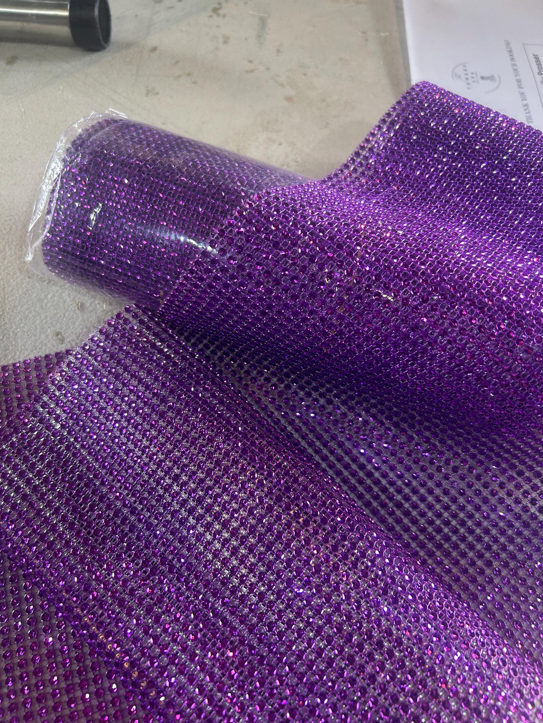 Purple Rhinestone ribbon 5 yards by 50 rows , Diamond Mesh, Diamante Bling, Crystal trim Cake trim. by Crystal wedding uk