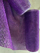 Load image into Gallery viewer, Purple Rhinestone ribbon 5 yards by 50 rows , Diamond Mesh, Diamante Bling, Crystal trim Cake trim. by Crystal wedding uk
