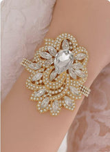 Load image into Gallery viewer, Wedding prom corsage. rhinestone brooch Bracelet Jewellery by Crystal wedding uk
