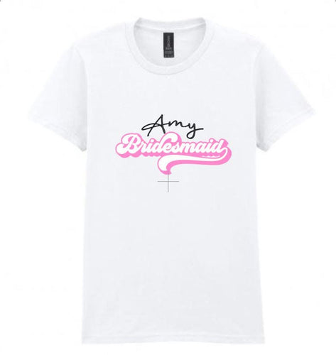 Personalized Bridesmaid T-Shirt: Softstyle Ringspun Cotton Hen Party Tee