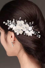 Load image into Gallery viewer, Ivory Pearl &amp; Crystal Bridal Bouquet Rhinestone Wedding bouquet Silver brides Flowers
